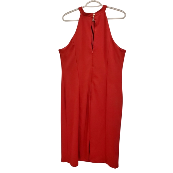 Julia Jordan Red Halter Neck Sleeveless Sheath Dress Party Cocktail Career - Picture 4 of 14
